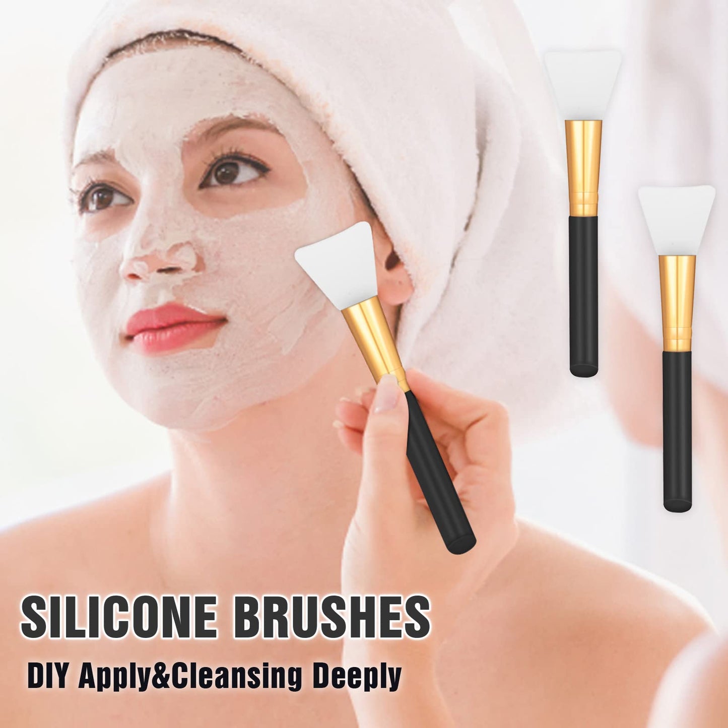 2 PCS Silicone Face Mask Brushes, Facial Mud Mask Beauty Tool Applicator Brush Soft Hairless Body Lotion Moisturizers Applicator Sector Brush Makeup Tools For Women Girls (Pink+Blue)