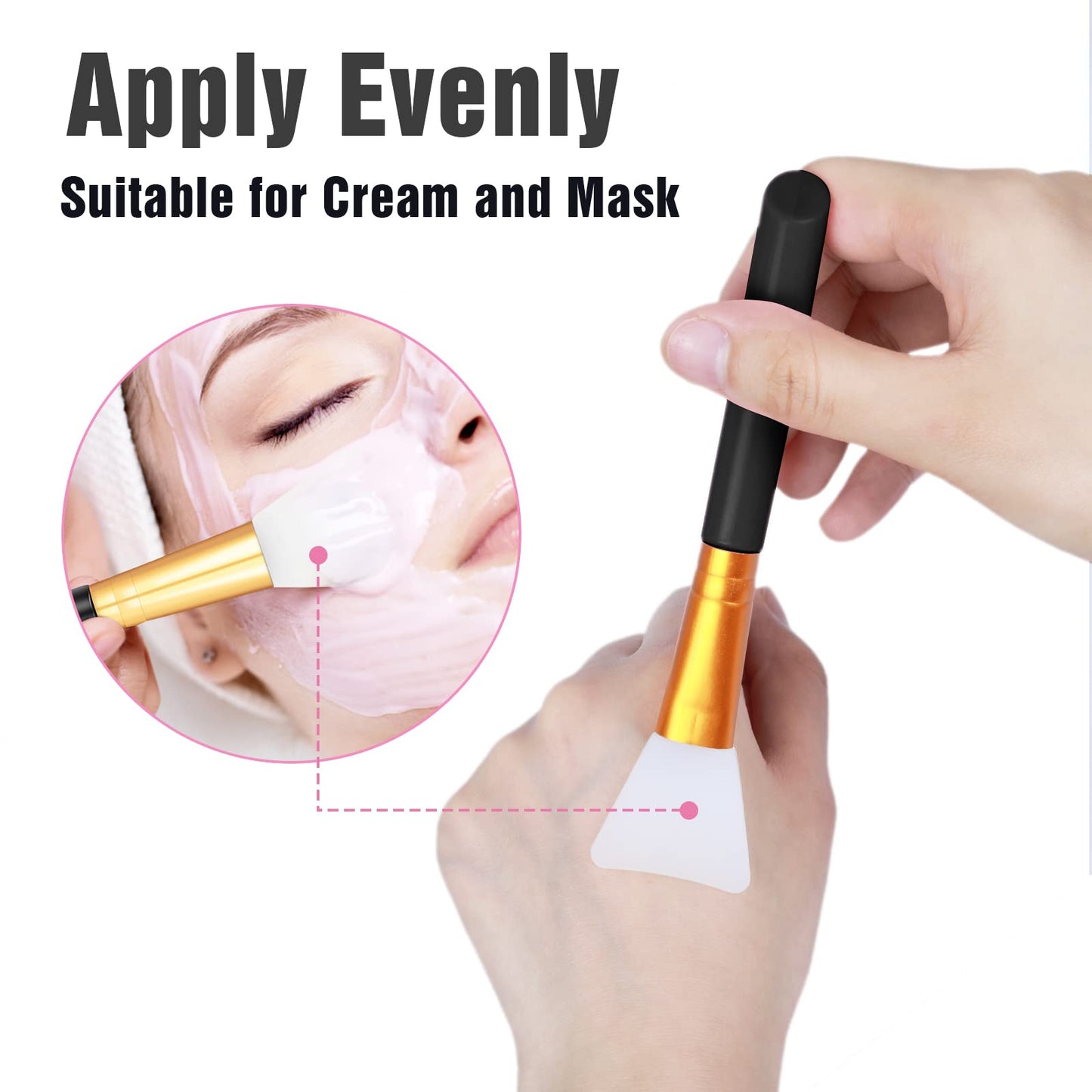 2 PCS Silicone Face Mask Brushes, Facial Mud Mask Beauty Tool Applicator Brush Soft Hairless Body Lotion Moisturizers Applicator Sector Brush Makeup Tools For Women Girls (Pink+Blue)