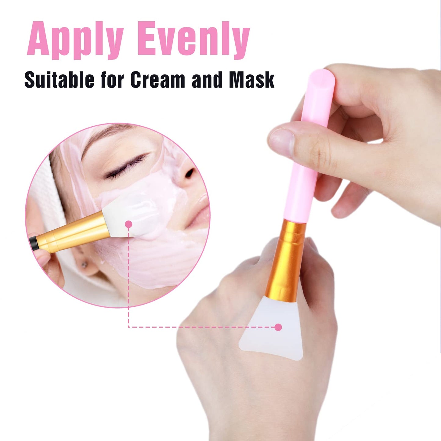 2 PCS Silicone Face Mask Brushes, Facial Mud Mask Beauty Tool Applicator Brush Soft Hairless Body Lotion Moisturizers Applicator Sector Brush Makeup Tools For Women Girls (Pink+Blue)