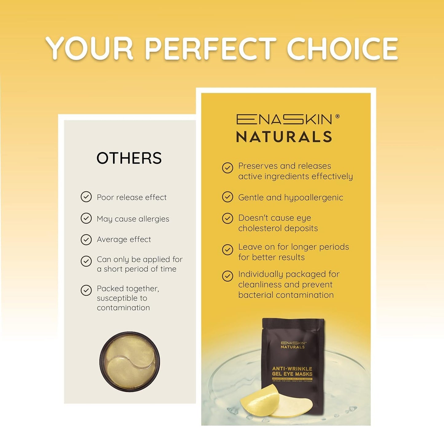 Enaskin Naturals Under Eye Patches for Dark Circles: 30 Pairs Retinol Collagen Eye Gels Mask - Reduce Wrinkles Puffy & Bags - Skin Treatment Pads - Anti Aging Moisturizer For Women (Blue)