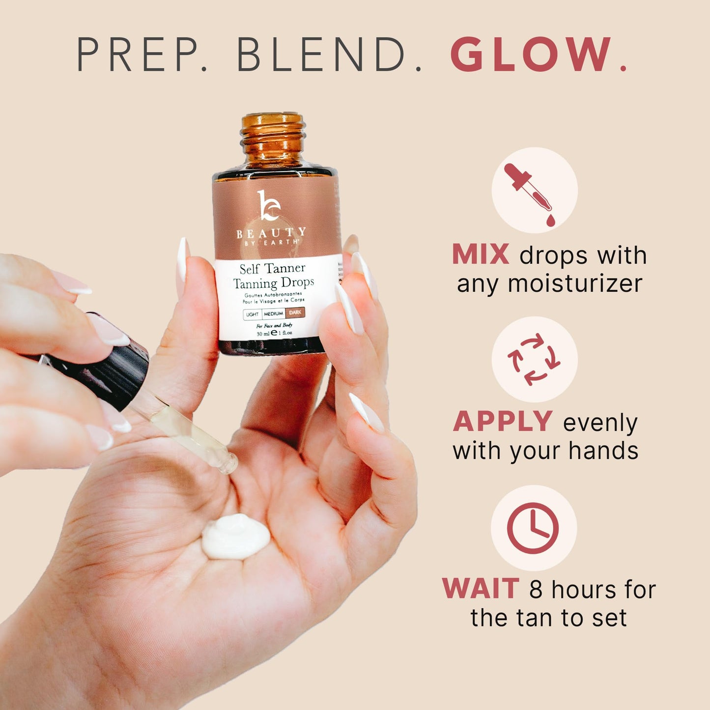Self Tanning Drops - USA Made with Natural & Organic Ingredients, Medium Face Tanning Drops to Add to Lotion, Moisturizing Bronzing Tanner for Face & Body, Toxin Free Tanner for Fake Tan
