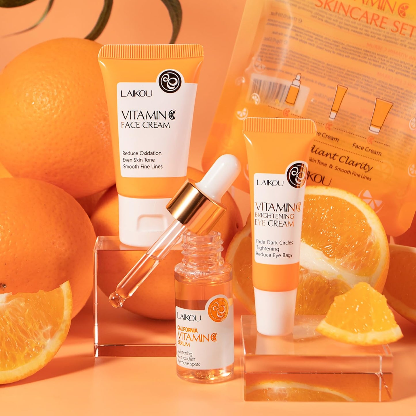 Skin Care Set Vitamin C Women Beauty Gift Sets Skin Care Kit with Cleanser, Toner, Serum, Eye Cream, Face Cream Travel Kit for Women Teen Girls Mom Daughter Birthday TSA-friendly Sizes 5pcs