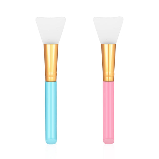 2 PCS Silicone Face Mask Brushes, Facial Mud Mask Beauty Tool Applicator Brush Soft Hairless Body Lotion Moisturizers Applicator Sector Brush Makeup Tools For Women Girls (Pink+Blue)